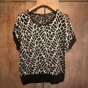 DEB Animal Print Sheer Top Black/Sliver Size L